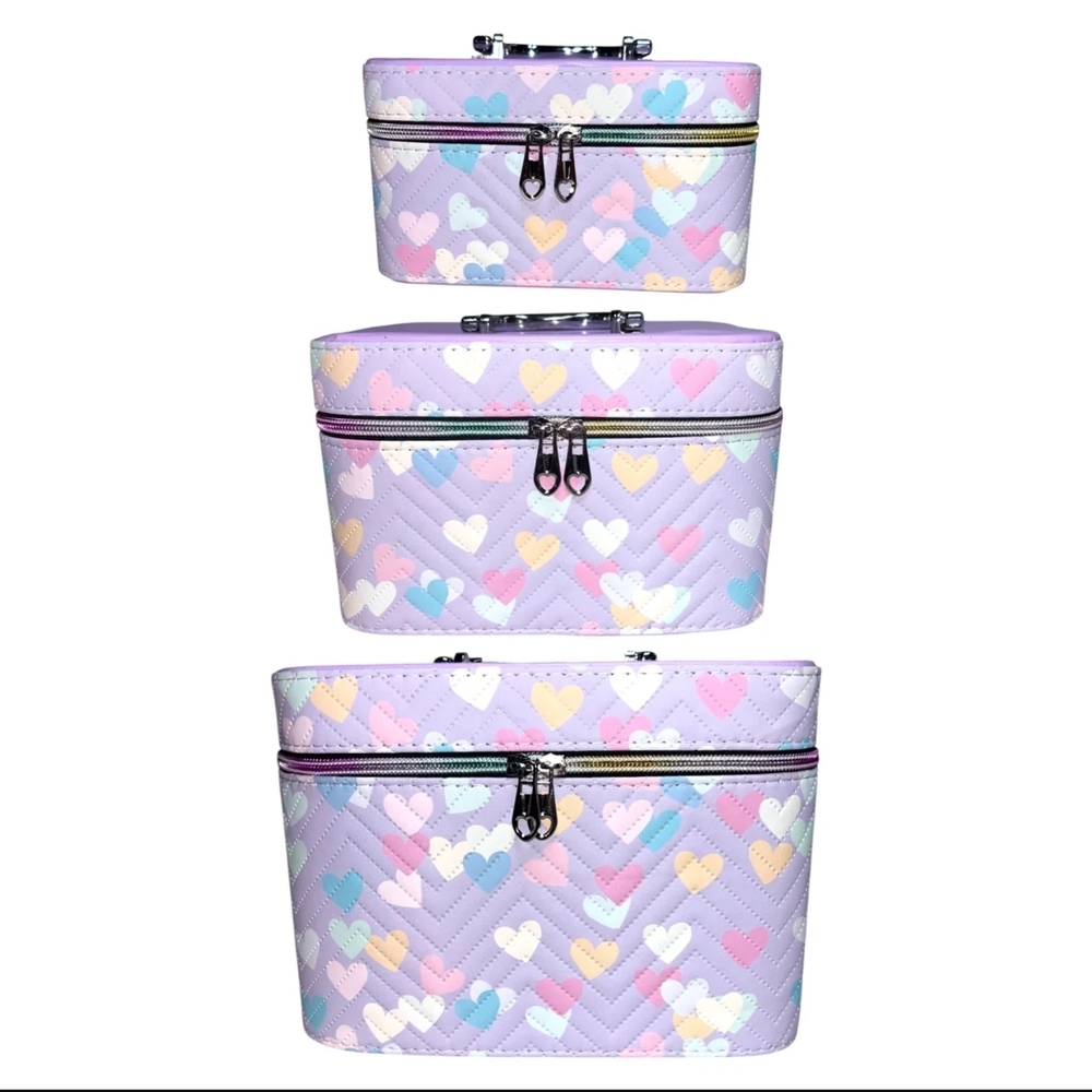 Pastel Heart Cosmetic Bag Set